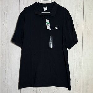NWT Nike Black Embroidered Logo 100% Cotton Polo Shirt Size XL